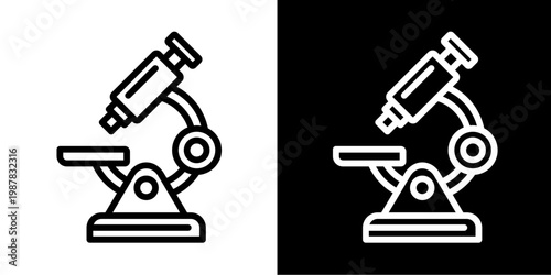 Microscope Icon Set White Style Collection