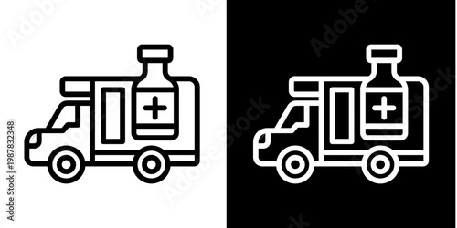 Ambulance Icon Set White Style Collection