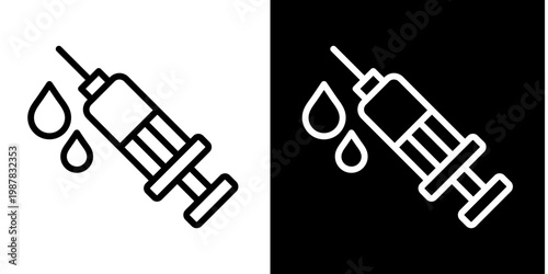 Syringe Icon Set White Style Collection