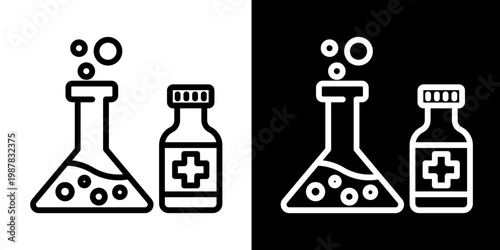 Chemical Lab Icon Set White Style Collection
