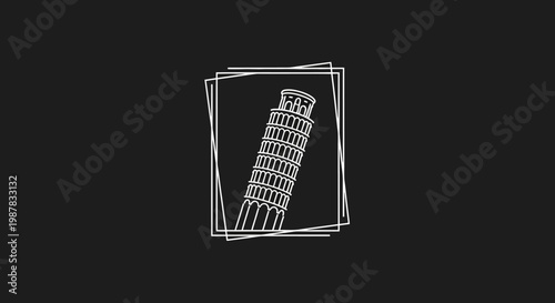 Stylized vector illustration featuring a stack of outlined famous Italian landmarks, capturing the essence of historical architecture, travel memories, and European heritage