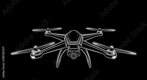 Futuristic drone with camera, digital technology, surveillance, and aerial photography