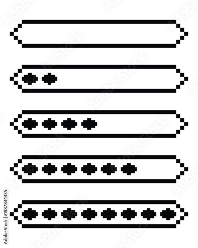 Pixel Art Progress Bar Set for Retro Gaming UI