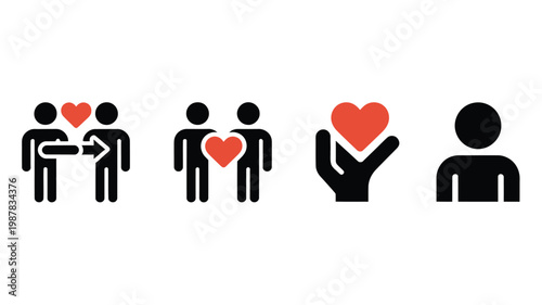 Share Your Love Hands People Hearts Love Messages Communication Care Emotion Friendship Vector Illustration Set Isolated Background