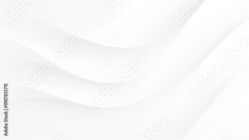 Abstract white wavy background with smooth curves and light shades modern design element
