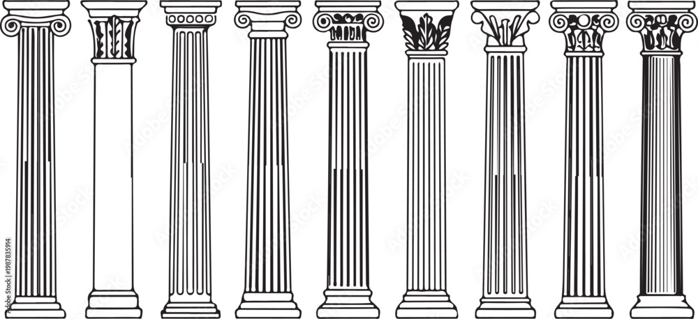 Naklejka premium Ancient columns icon set. Vector icon