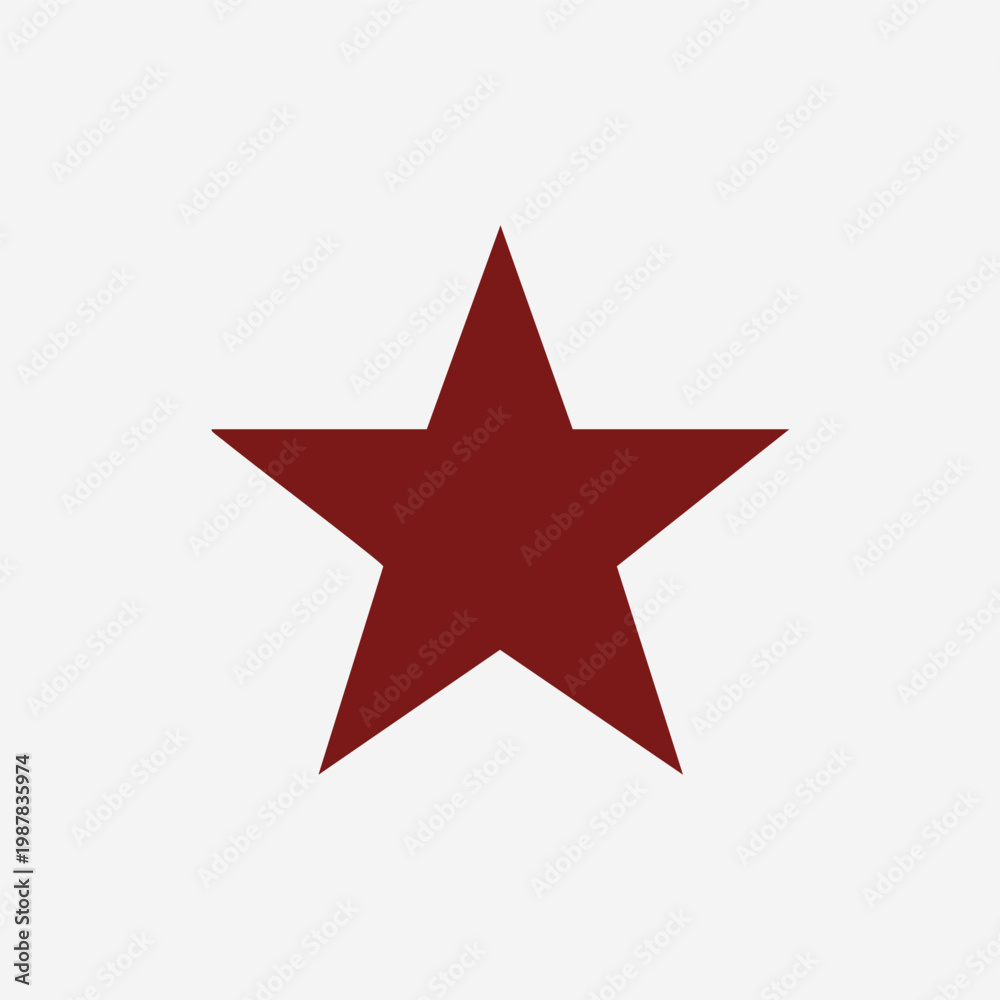 Fototapeta premium Dark Red Five-Pointed Star Symbol Isolated on White