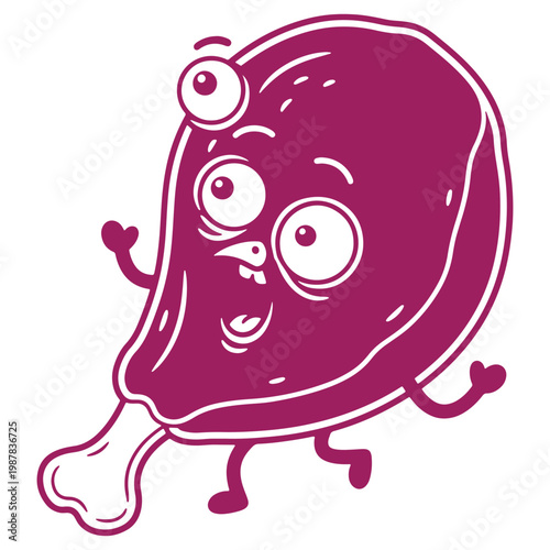 Playful Cartoon Character with Multiple Eyes and Legs Funny Face Expression Purple Color