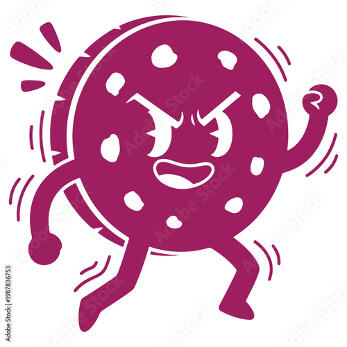 Playful purple monster character with arms and legs expressive face isolated on transparent background