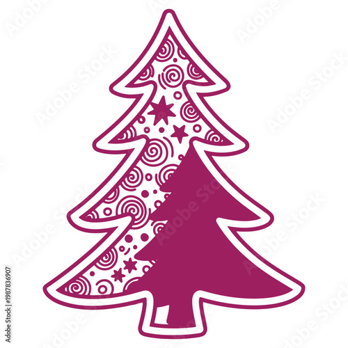 Vibrant Purple Christmas Tree Illustration Festive Holiday Decoration Seasonal Design Element