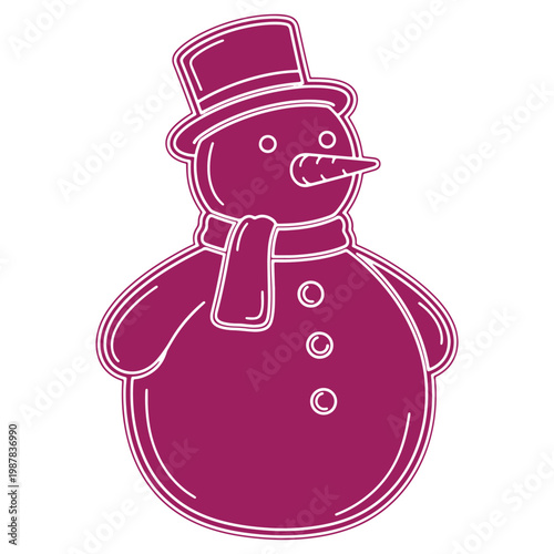 Whimsical Snowman Illustration with Top Hat and Scarf Perfect for Winter Holidays and Festive Decorations