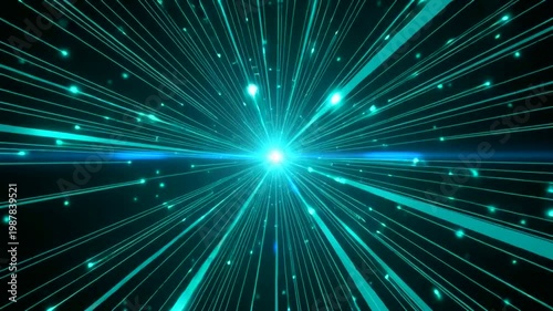 Vibrant Blue Green Light Burst Animation.