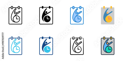 Daily practice icons set multiple style collection. Editable stroke 
