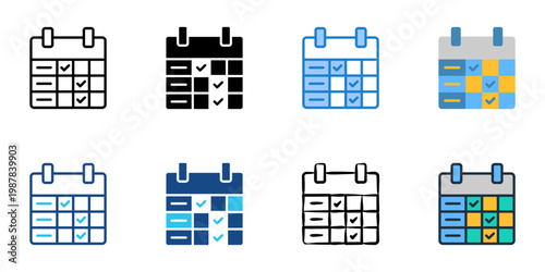 Habit tracker icons set multiple style collection. Editable stroke 

