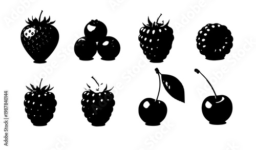 Realistic forest berry 3D vector icon set sweet fruit collection isolated on white background