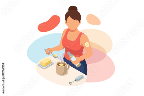 Woman preparing bulletproof coffee for biohacking and performance