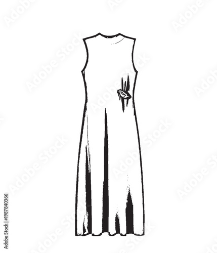 Minimalist Sleeveless Maxi Column Dress with Side Cutout Detail