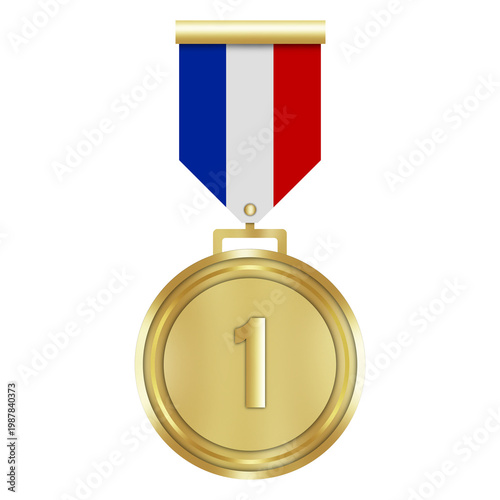 Luxury Gold Number 1 Medal with Ribbon on Transparent Background – First Place Winner Award Badge for School Graduation, Sports and Corporate Awards, Certficate Seal, Achievement Medal Clip Art 