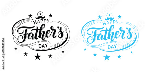 Festive father's day typography with decorative elements and color variations