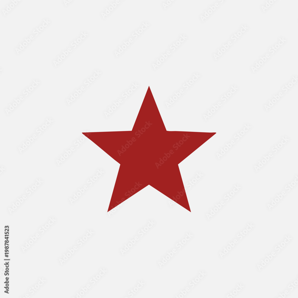 Fototapeta premium Red Five-Pointed Star Icon Isolated on Light Gray Background