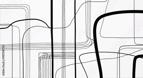 Abstract black and white geometric lines.