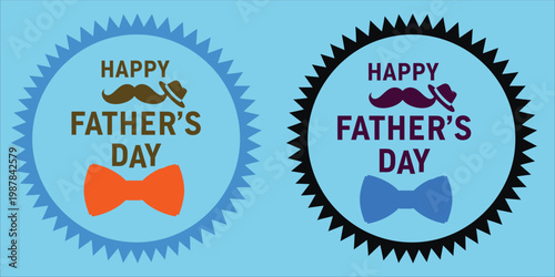 Festive father's day badges celebrating dads with whimsical designs
