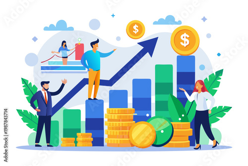 Dynamic teamwork drives business growth to financial success in a modern company setting for investors