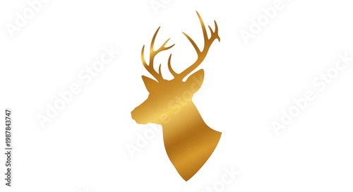 Golden Deer Head Silhouette with Antlers.