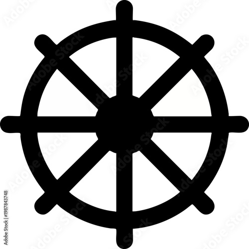 Black Dharma Wheel Symbol Buddhist Dharmachakra Icon