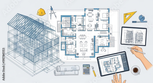 Architectural Design and Planning with Blueprints and Digital Tools.