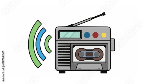 Radio Tape Recorder Audio Logo Vector Illustration