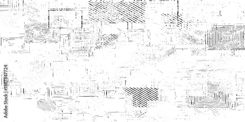 Geometric abstract background with intersecting lines and squares in black and white for design and texture