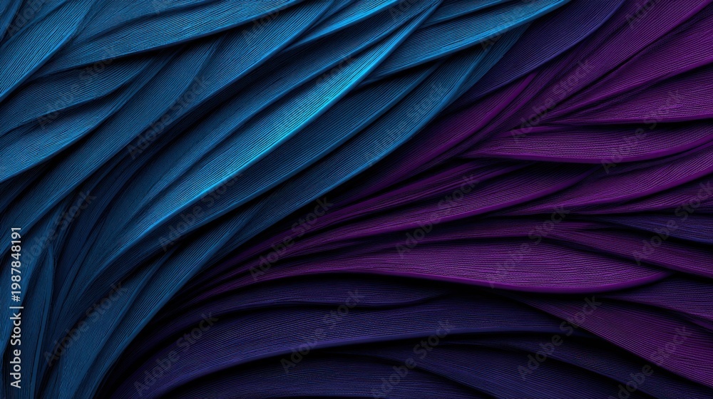 Fototapeta premium Intricate flowing texture exhibits a striking contrast between deep cyan and vibrant magenta tones