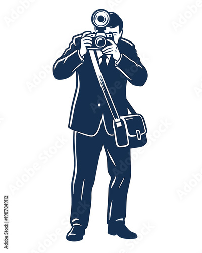Retro Illustration of a Photographer in a Suit