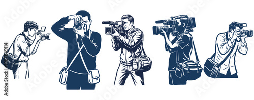 Set of Professional Photographers and Videographers Illustrations