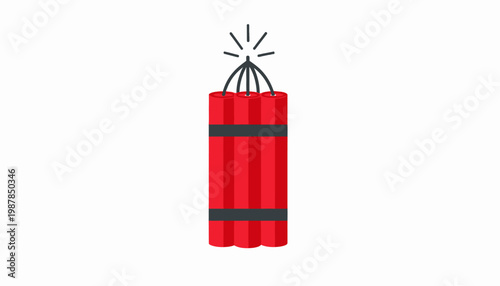 Dynamite stick with fuse burning, explosion, danger, warning, and risk icon