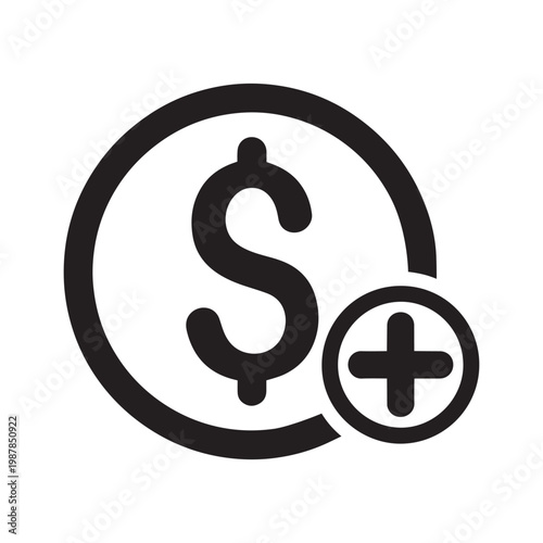 Black and white icon of a person walking up stairs with a plus symbol Vector