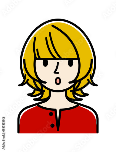 ベクターイラスト素材：驚いてびっくりしている若い女性アイコン
