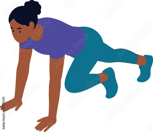 Woman Doing Mountain Climbers Core Exercise Fitness Illustration