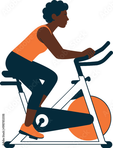 Woman Riding Indoor Exercise Bike for Cardio Fitness Workou
