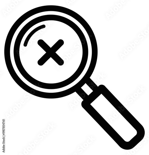 Magnifying glass icon featuring a cross symbol for search results