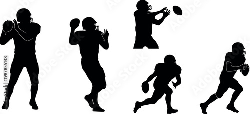 A sleek flat design vector illustration showcasing a dynamic sport sequence with multiple action poses.