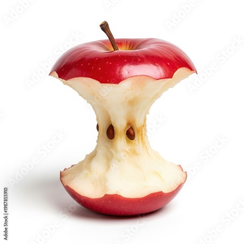 Close-up of a Red Apple Core Isolated on White.