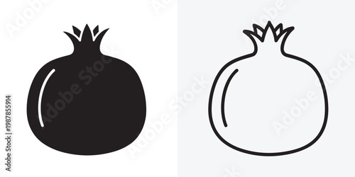 Pomegranate fruit icon, Pomegranate silhouette vector