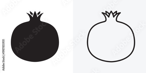 Pomegranate fruit icon, Pomegranate silhouette vector