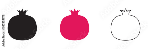 Pomegranate fruit icon, Pomegranate silhouette vector