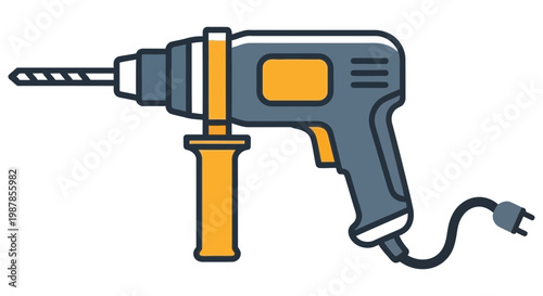 Electric hand drill used for construction and home improvement project tasks