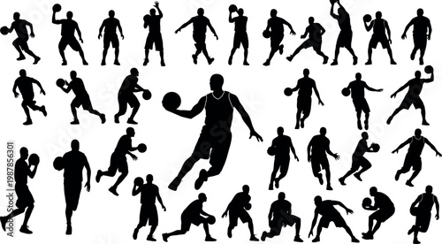 diverse group of athletes in dynamic sports poses flat design vector illustration