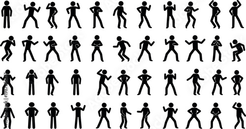 diverse group of people exercising in dynamic poses flat design vector illustration