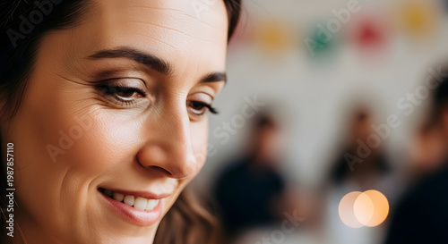Smiling young woman with brown hair.